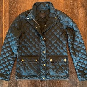 J.CREW BEAUTIFUL DARK GREEN QUILTED BARN JACKET